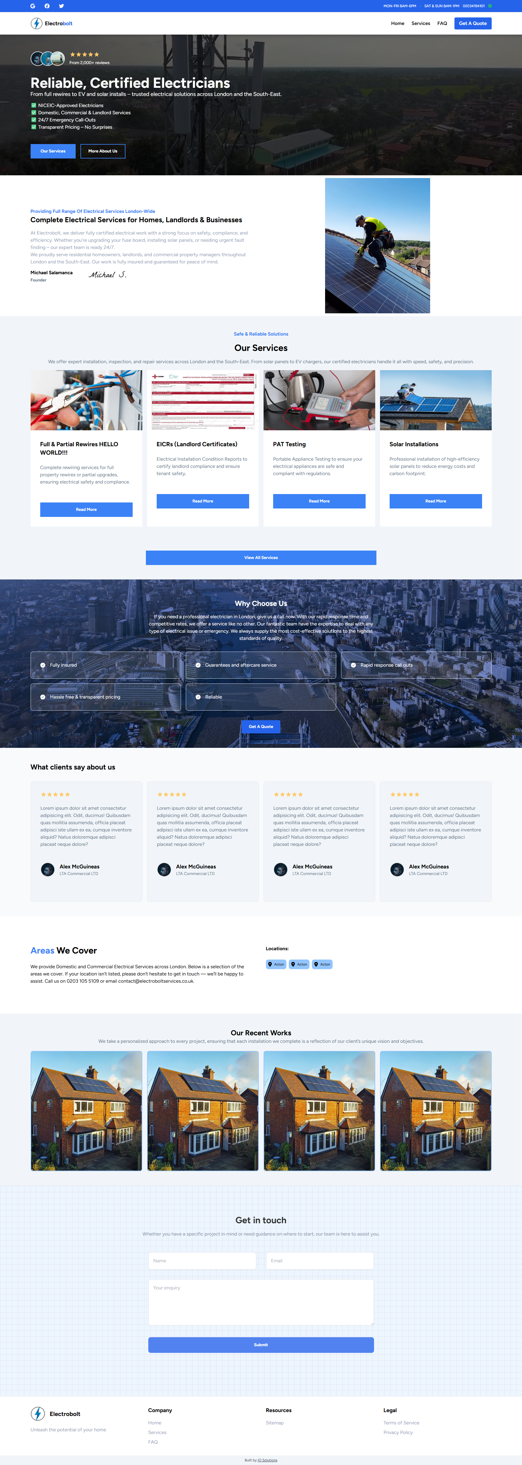 ElectroBolt Electrician Website